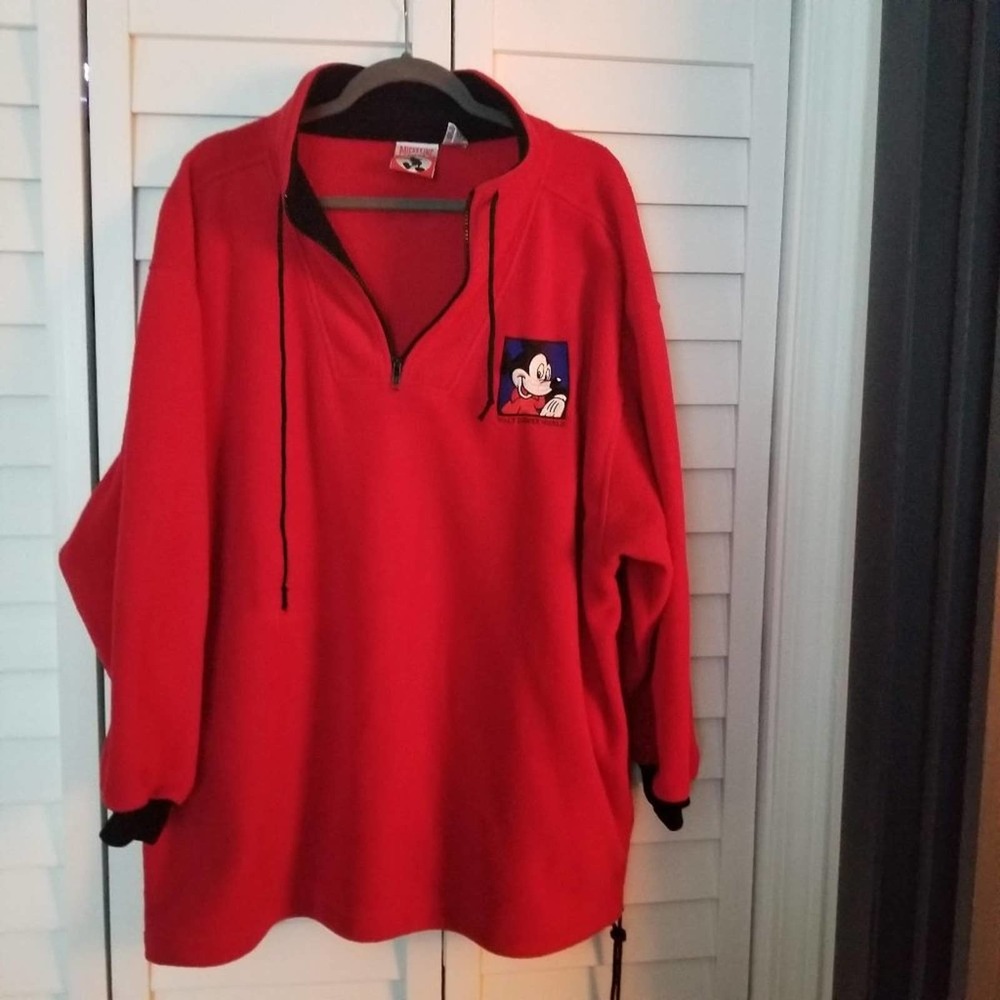 Mickey Mouse Quarter Zip Red Fleece Ladies XL
